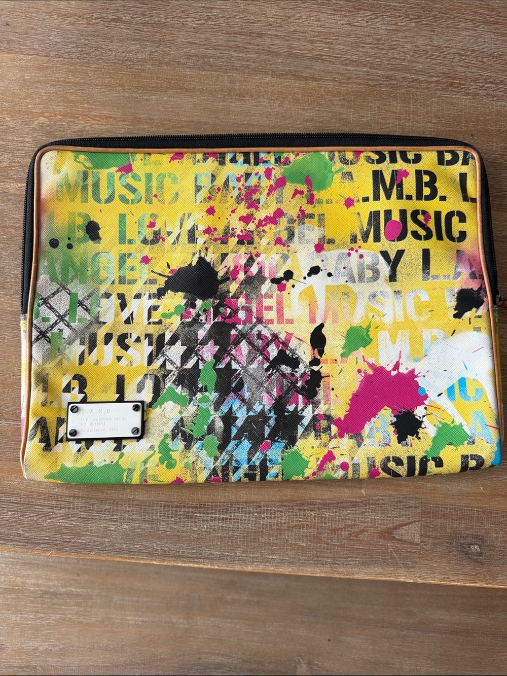 Vintage L.A.M.B. Gwen Stefani Williamsfield Graffiti Laptop Sleeve Case Clutch